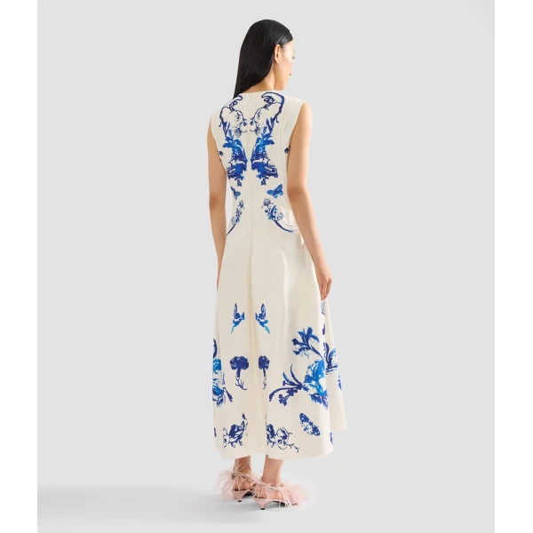 Erdem Textured Satin Sleeveless Midi Dress - Dresses - British Romantic Luxury at Coveti