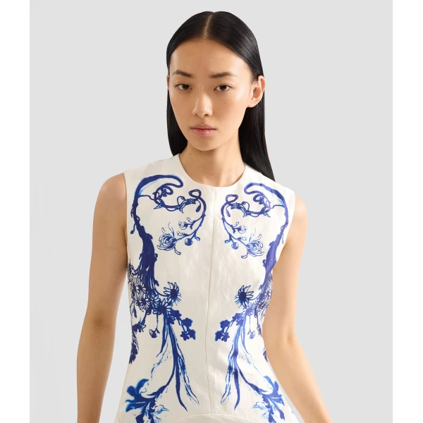 Erdem Textured Satin Sleeveless Midi Dress - Dresses - British Romantic Luxury at Coveti