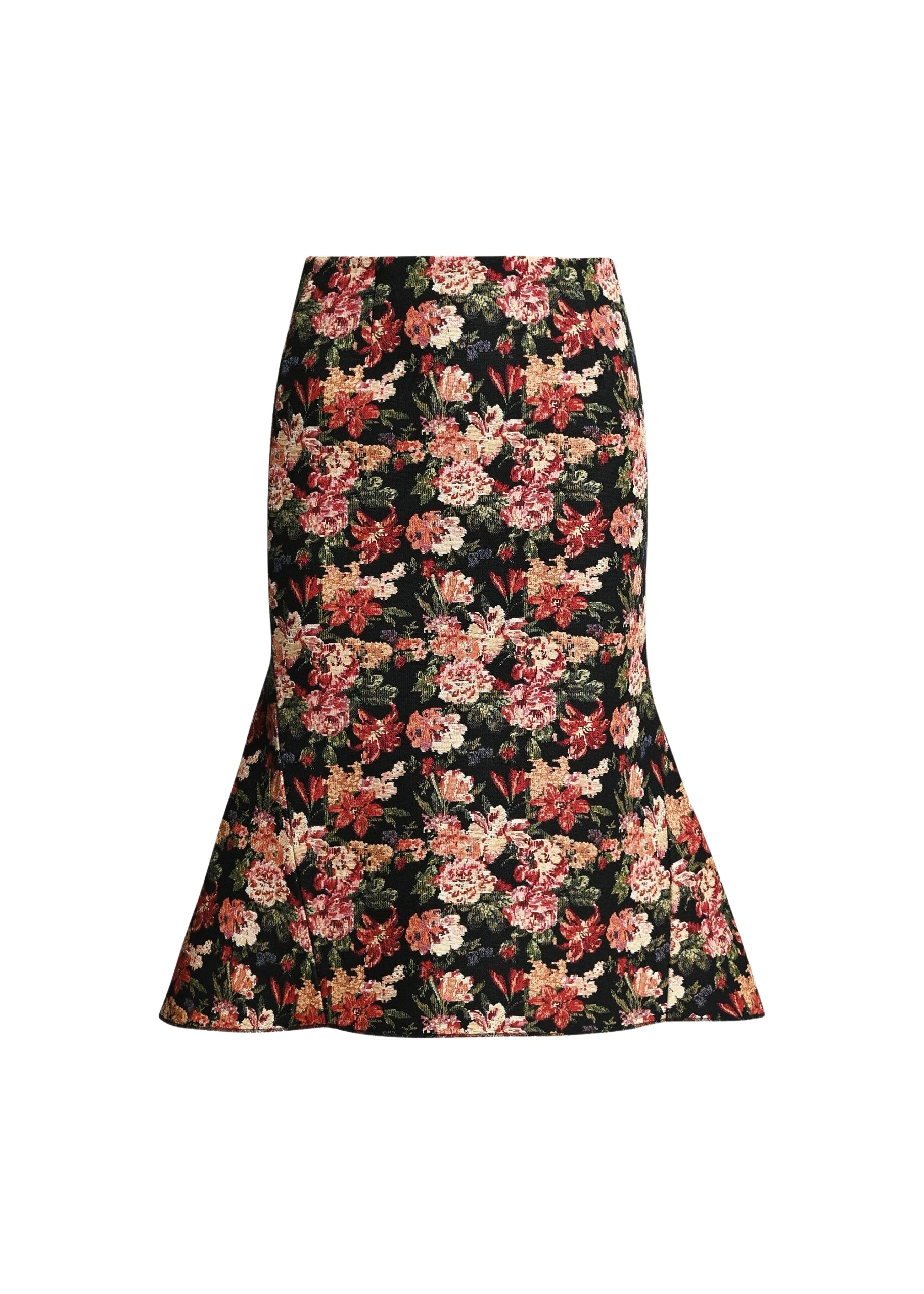 Essentiel-Antwerp-Black-and-multicolor-floral-jacquard-mermaid-midi-skirt-scaled61262_nobg Black and multicolor floral jacquard mermaid midi skirt