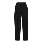 Black barrel-leg pants with pleated waist