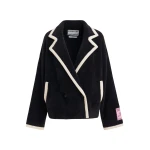 Black cardigan with white contrast trims