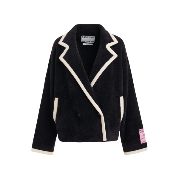 Black cardigan with white contrast trims