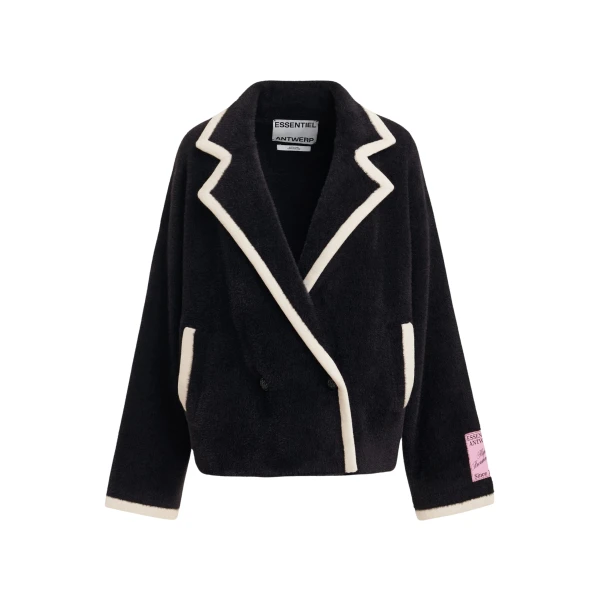 Black cardigan with white contrast trims