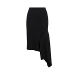 Black draped asymmetrical midi skirt