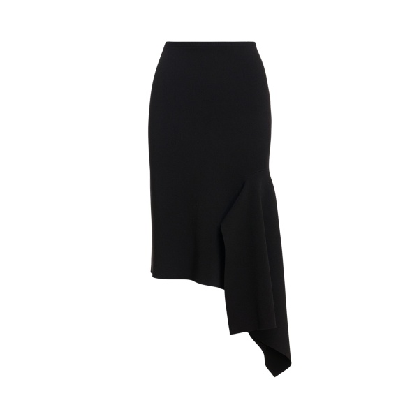 Black draped asymmetrical midi skirt
