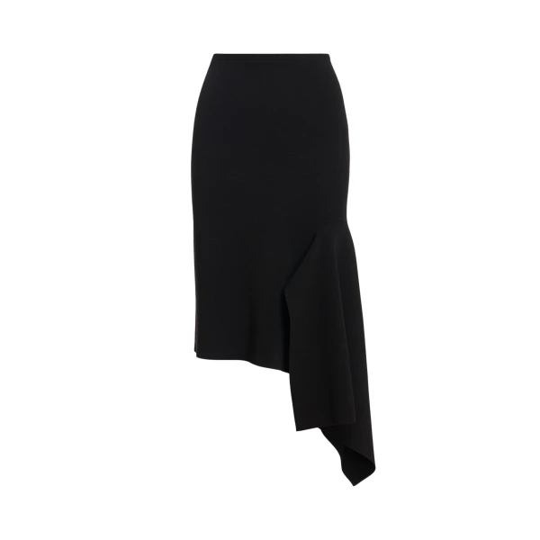 Black draped asymmetrical midi skirt