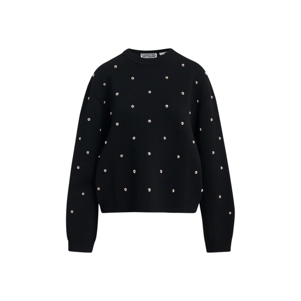Black stud-embellished sweatshirt