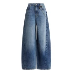 Blue cotton barrel-leg jeans