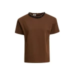 Brown T-shirt with black embellished collar