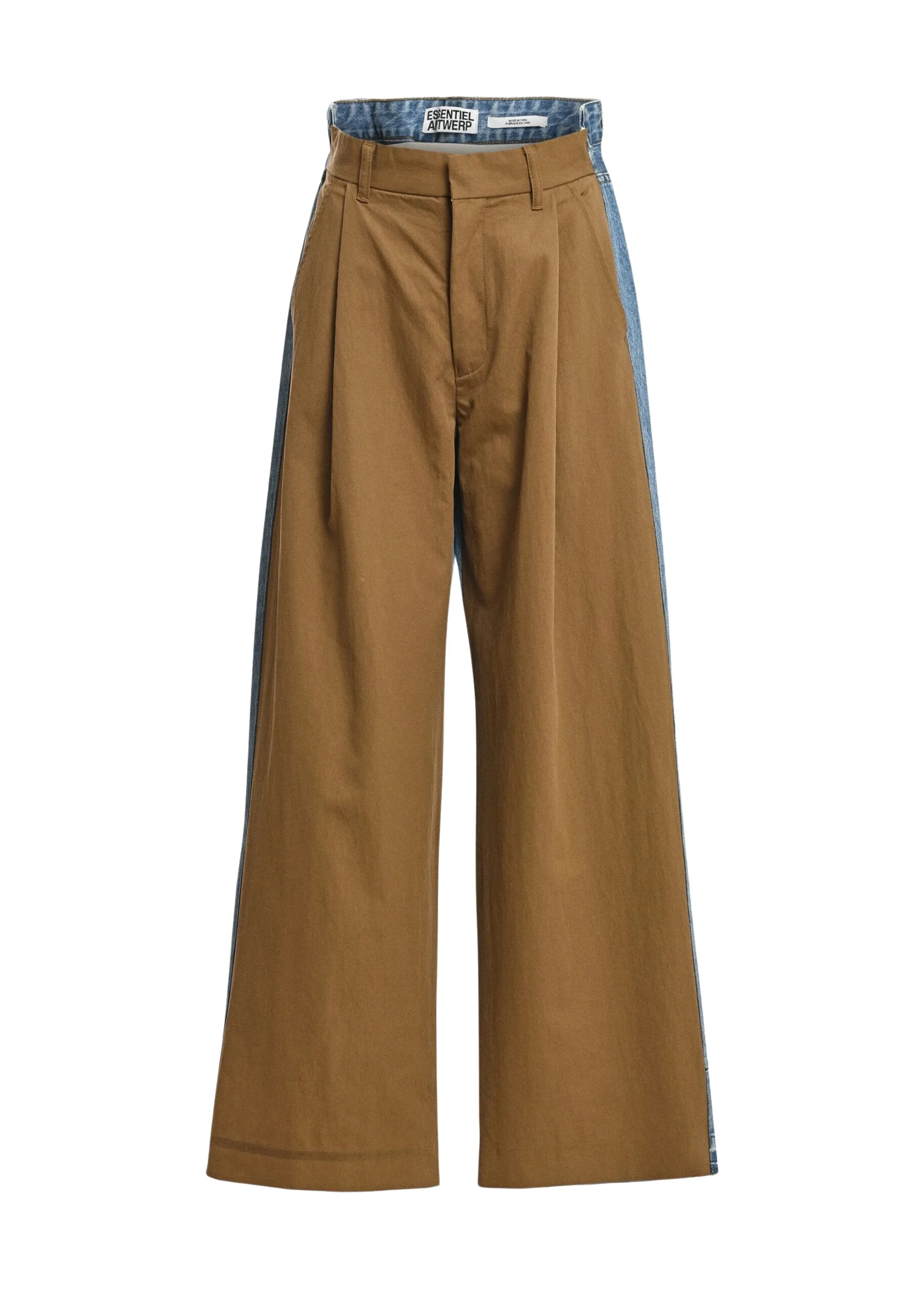 Essentiel-Antwerp-Brown-and-blue-dual-fabric-wide-leg-pants-scaled47734_nobg Brown and blue dual-fabric wide-leg pants