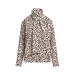 Brown and cream leopard-print pussy-bow shirt