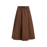 Brown midi-length a-line skirt
