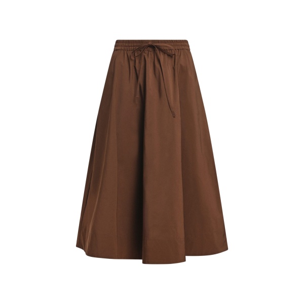 Brown midi-length a-line skirt