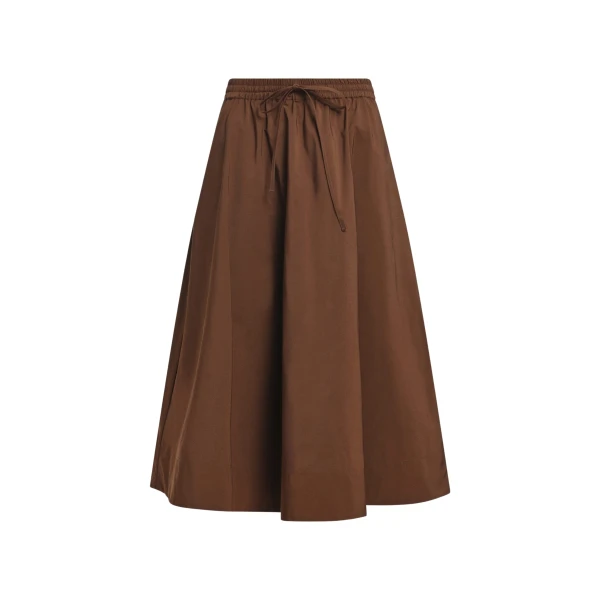 Brown midi-length a-line skirt