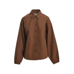 Brown oversized shirt with voluminous sleeves