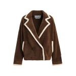 Brown with white contrast trims