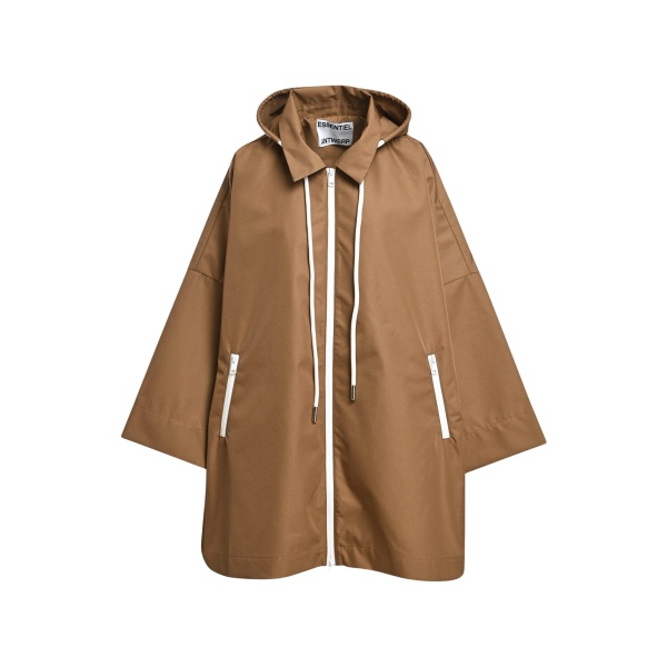 Camel oversized hooded rain coat
