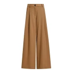 Camel wide-leg pants with twisted seam detail