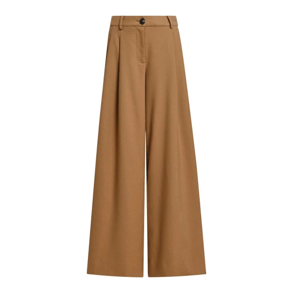 Camel wide-leg pants with twisted seam detail