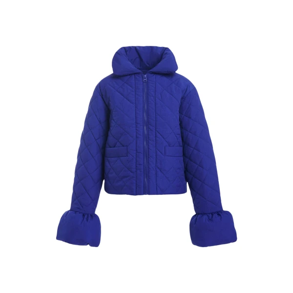 Cobalt blue quilted padded jacket