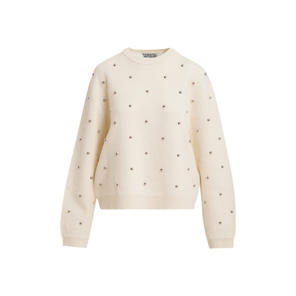 Cream stud-embellished sweatshirt