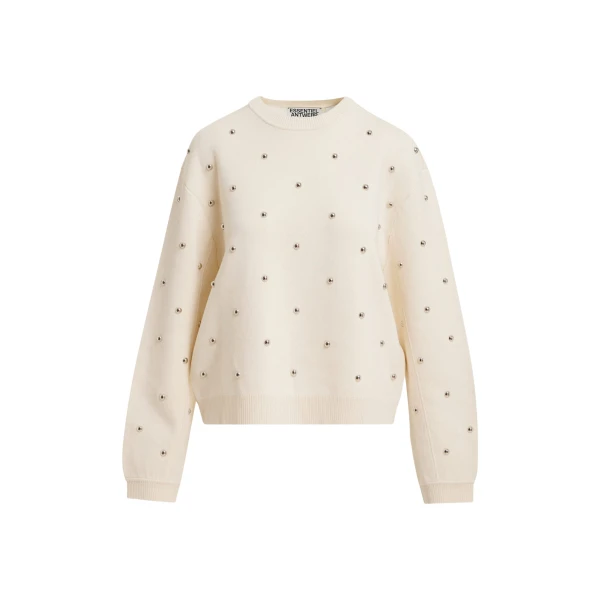 Cream stud-embellished sweatshirt