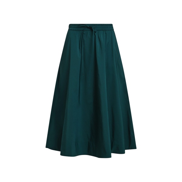 Dark green midi-length a-line skirt