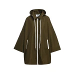 Dark green oversized hooded rain coat
