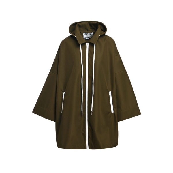 Dark green oversized hooded rain coat