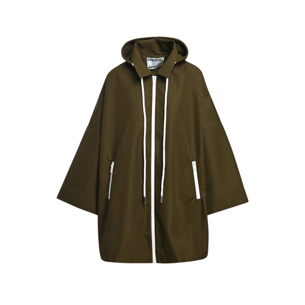 Dark green oversized hooded rain coat