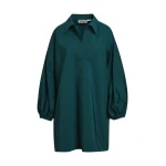 Dark green oversized mini dress with voluminous sleeves