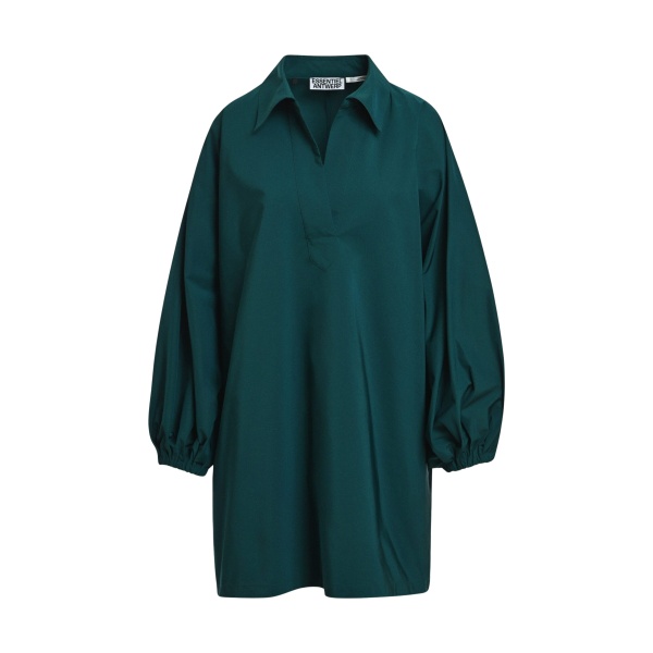 Dark green oversized mini dress with voluminous sleeves