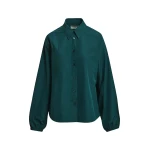 Dark green oversized shirt with voluminous sleeves