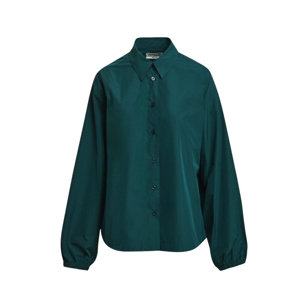 Dark green oversized shirt with voluminous sleeves