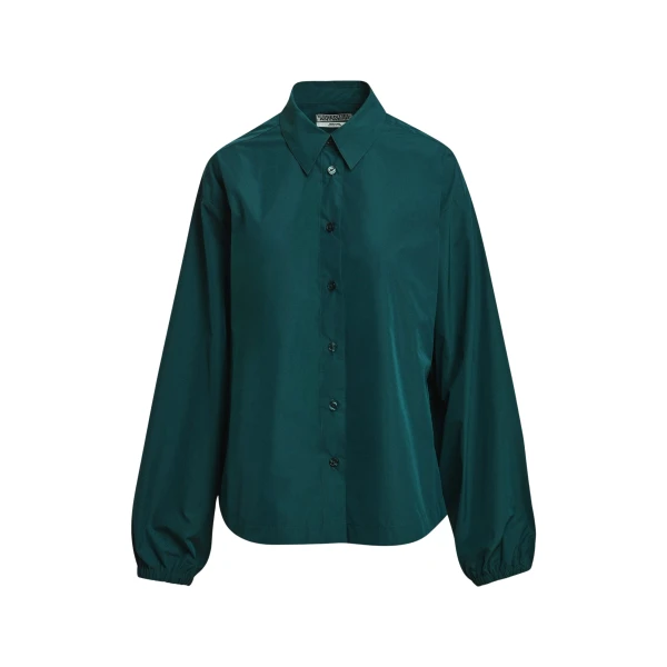 Dark green oversized shirt with voluminous sleeves