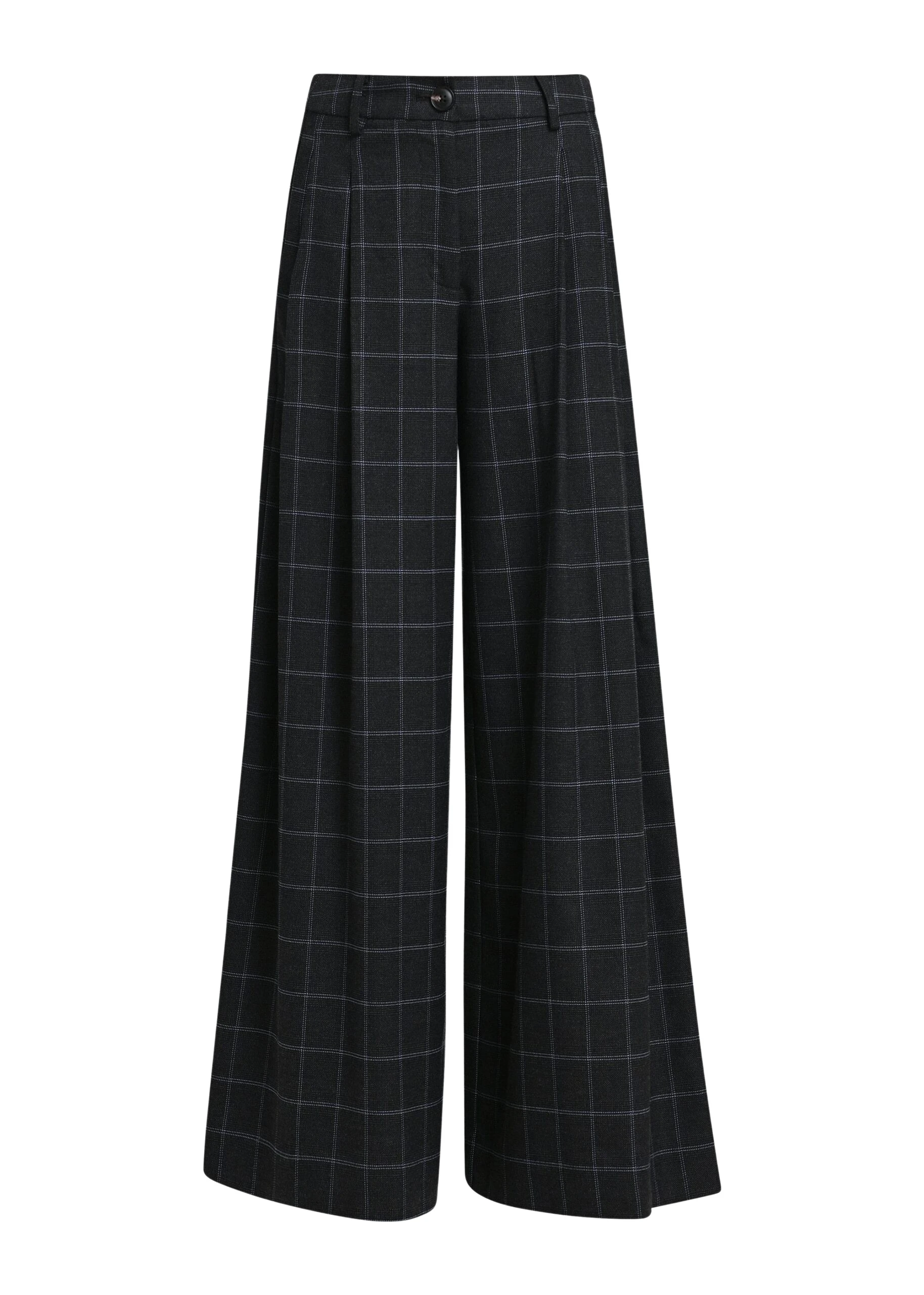 Essentiel-Antwerp-Dark-grey-and-off-white-checked-wide-leg-pants-with-twisted-seam-detail-scaled83956_nobg Dark grey and off-white checked wide-leg pants with twisted seam detail