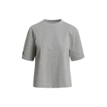 Dark grey organic cotton T-shirt with grey subtle logo patch