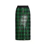 Green and black sequin-embellished pencil skirt