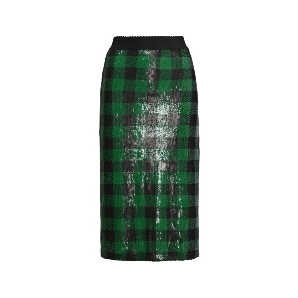 Green and black sequin-embellished pencil skirt