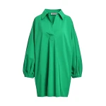 Green oversized mini dress with voluminous sleeves