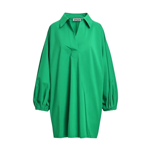 Green oversized mini dress with voluminous sleeves