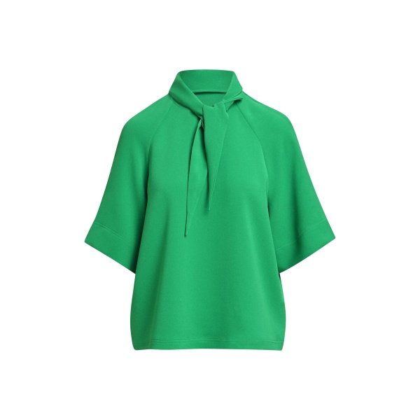 Green scarf-like collar top