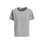 Grey T-shirt with black embellished collar