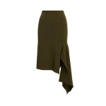 Khaki draped asymmetrical midi skirt