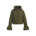Khaki quilted padded jacket