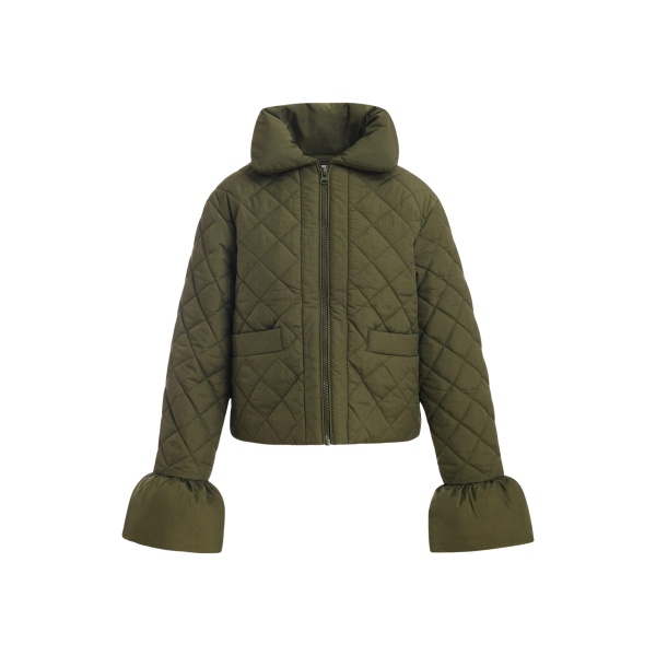 Khaki quilted padded jacket