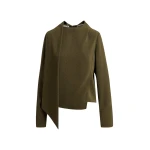 Khaki rhinestone-embellished draped top
