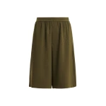 Khaki rhinestone-embellished wide-leg shorts