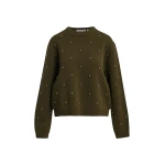 Khaki stud-embellished sweatshirt