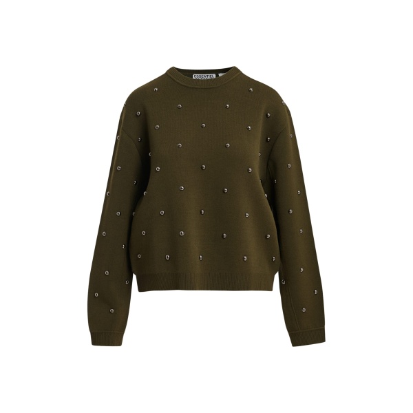 Khaki stud-embellished sweatshirt